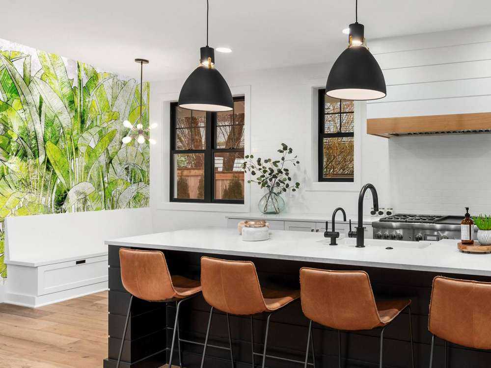 Large drawn palm leaves