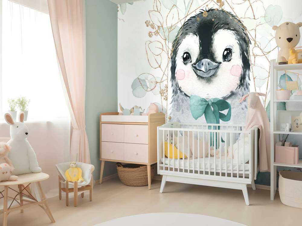 Little penguin and green bow