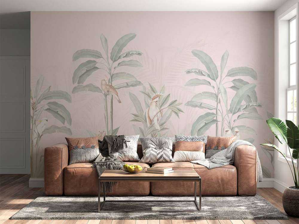 Vintage Jungle Landscape - blush pink