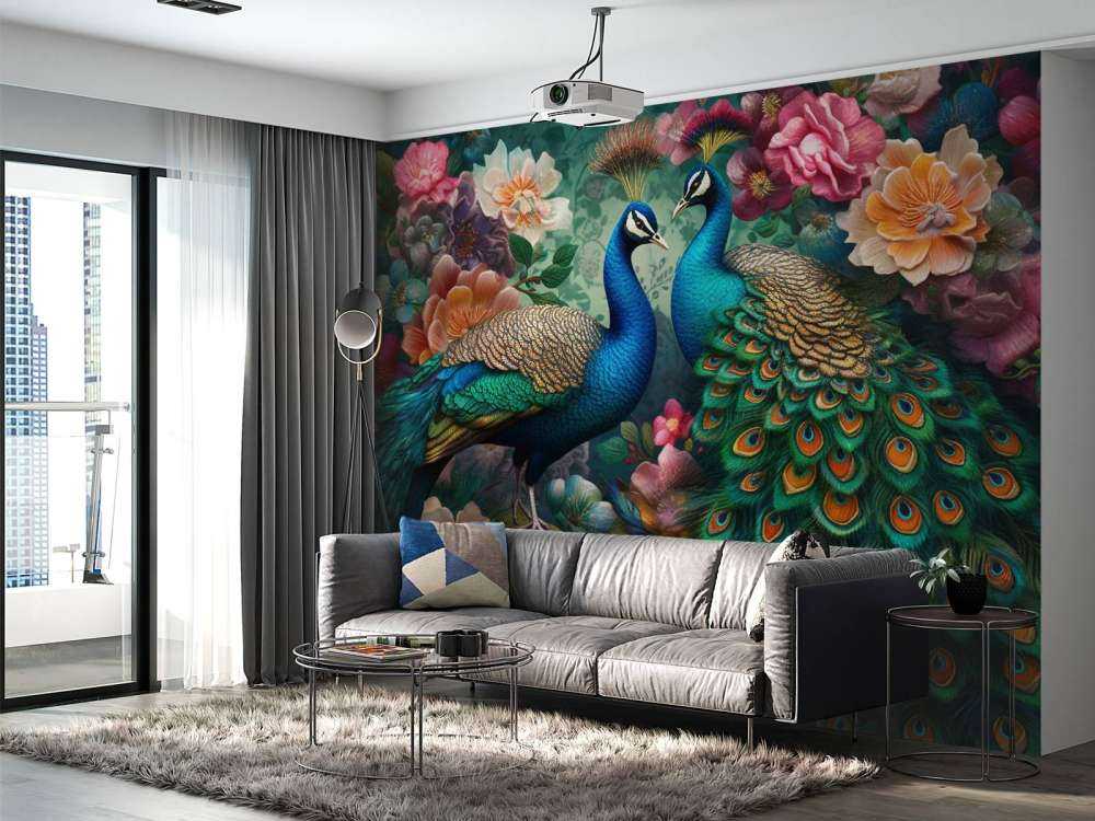 Floral Ball with Peacocks