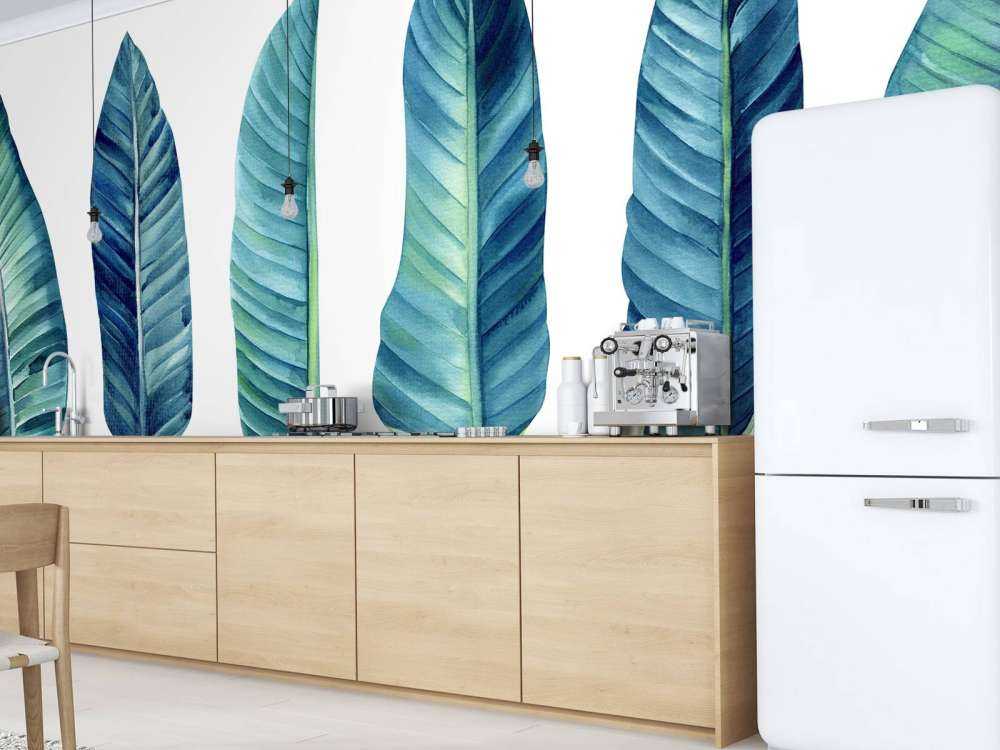 Tropical leaves on white background