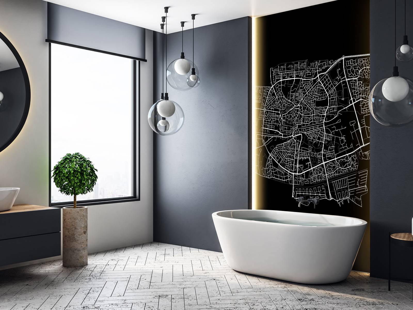 Map of Leeuwarden, black