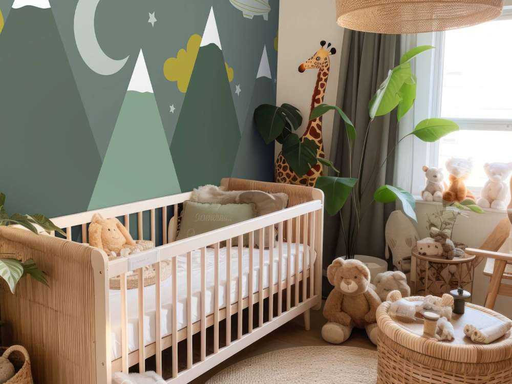 Green mountains at night