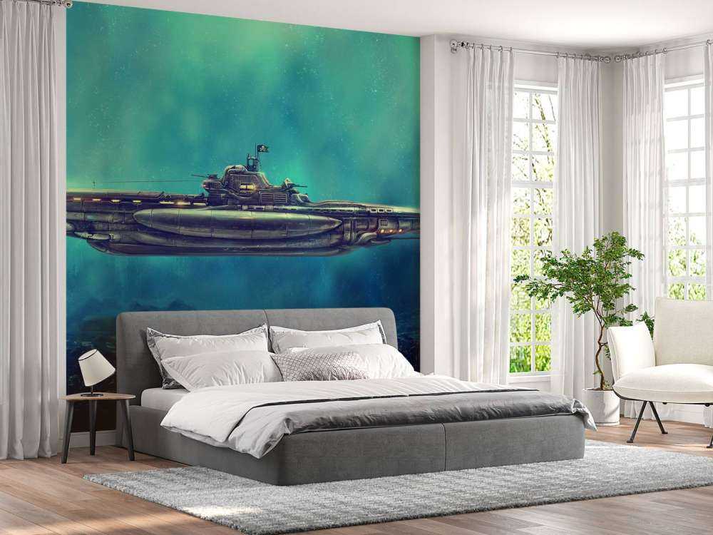 Pirate submarine in the underwater world