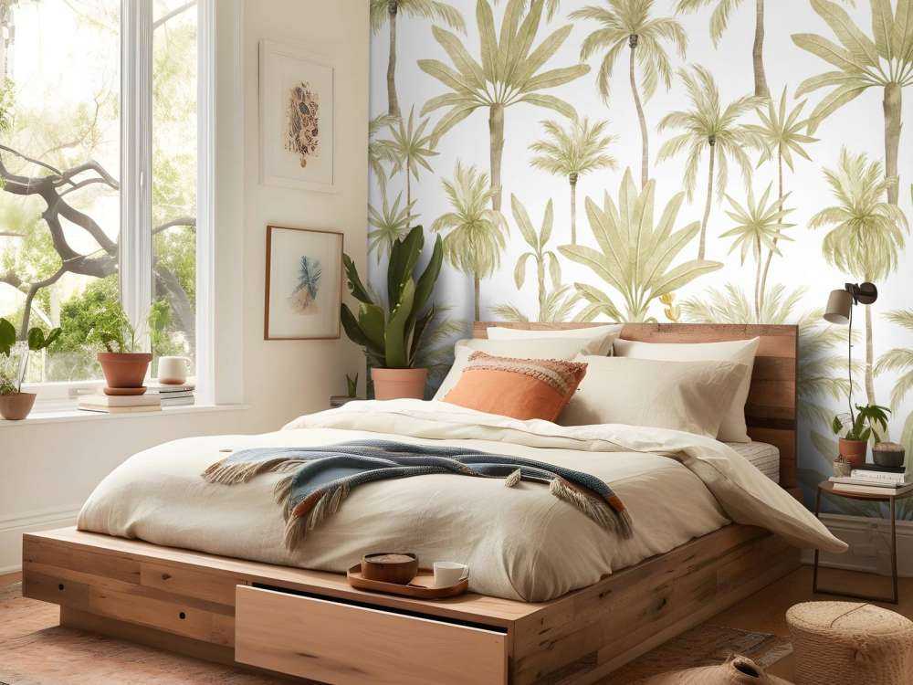 Tropical watercolour trees