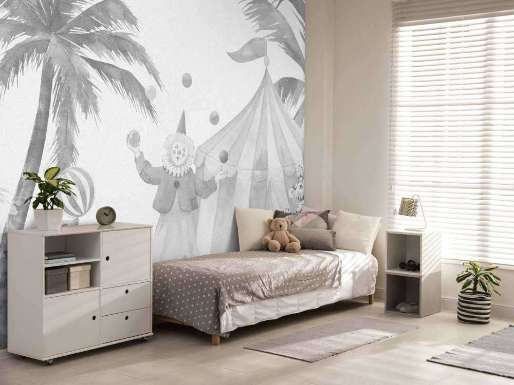 Cheerful circus animals grey