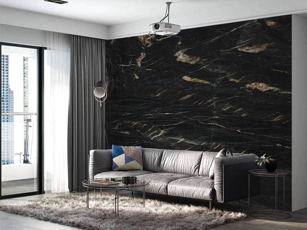 Black marble with gold structure