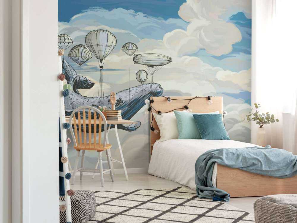 Hot air balloons with a whale