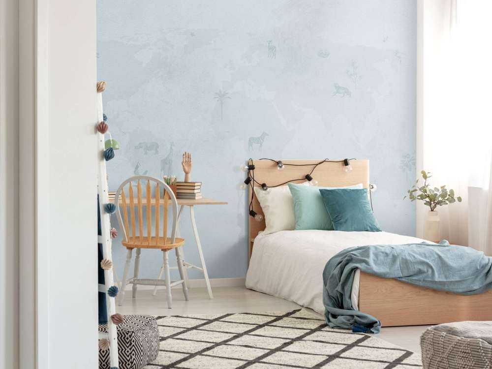 World map sketch blue