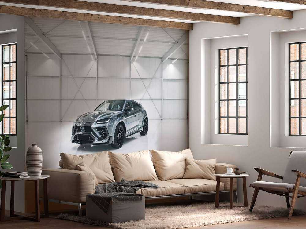 Lamborghini in white hall