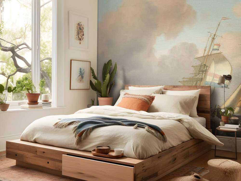 Rocky sea with ships