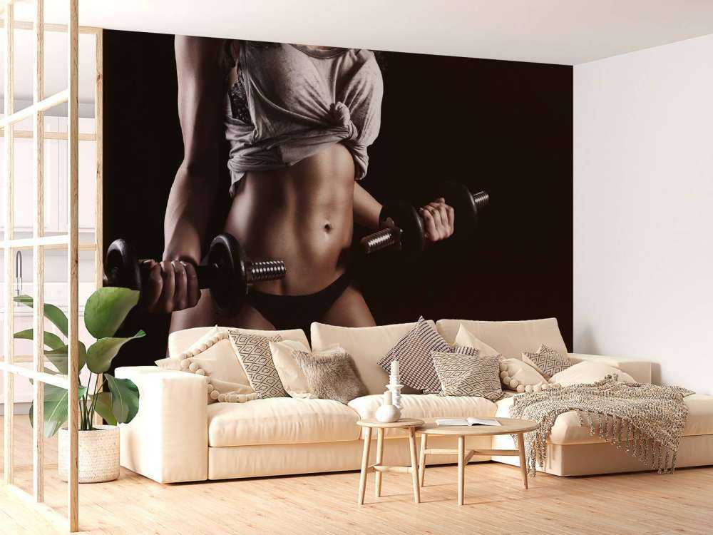 Woman with abdominal muscles