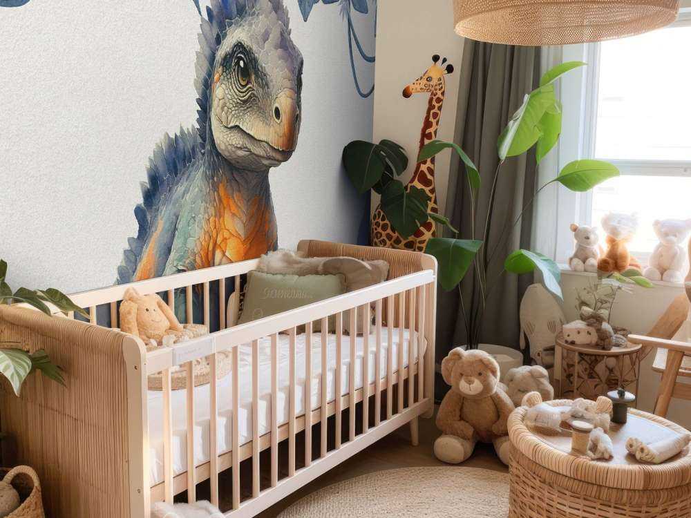 Baby ankylosaurus in the blue jungle