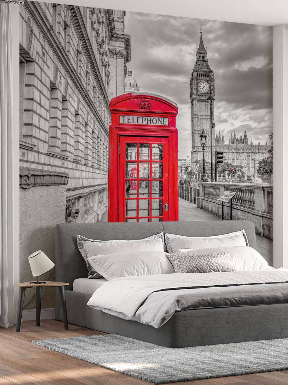Telephone booth with Big Ben, London, UK