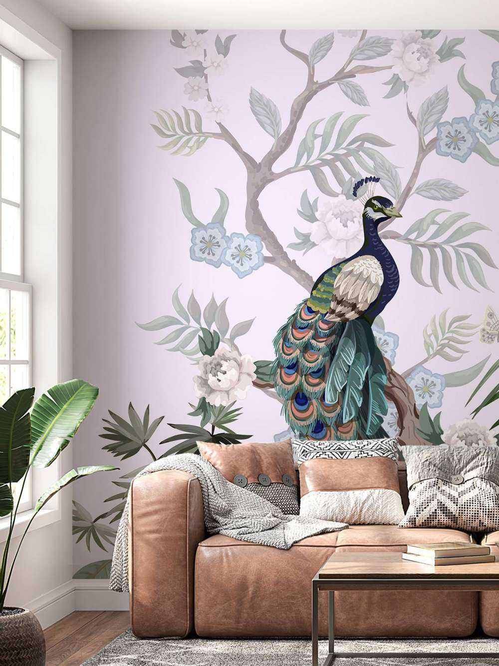 Peacocks and peonies