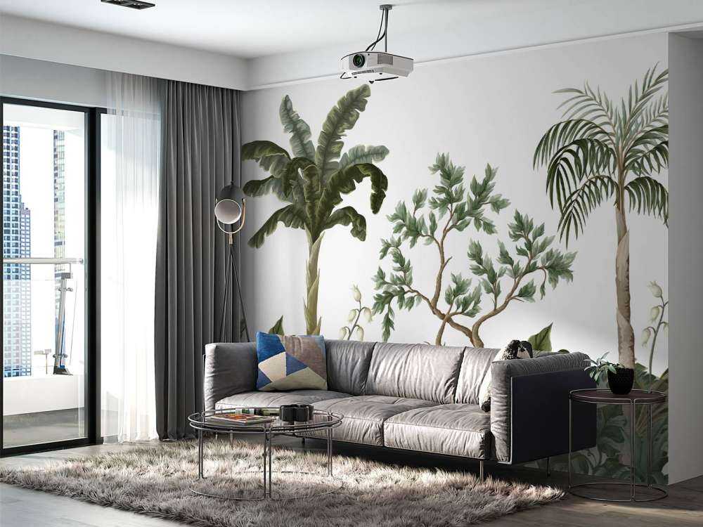 Jungle landscape with palm trees