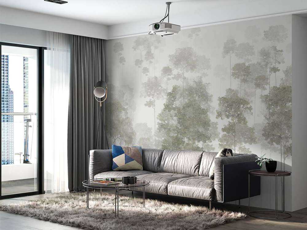 Drawn forest in the mist