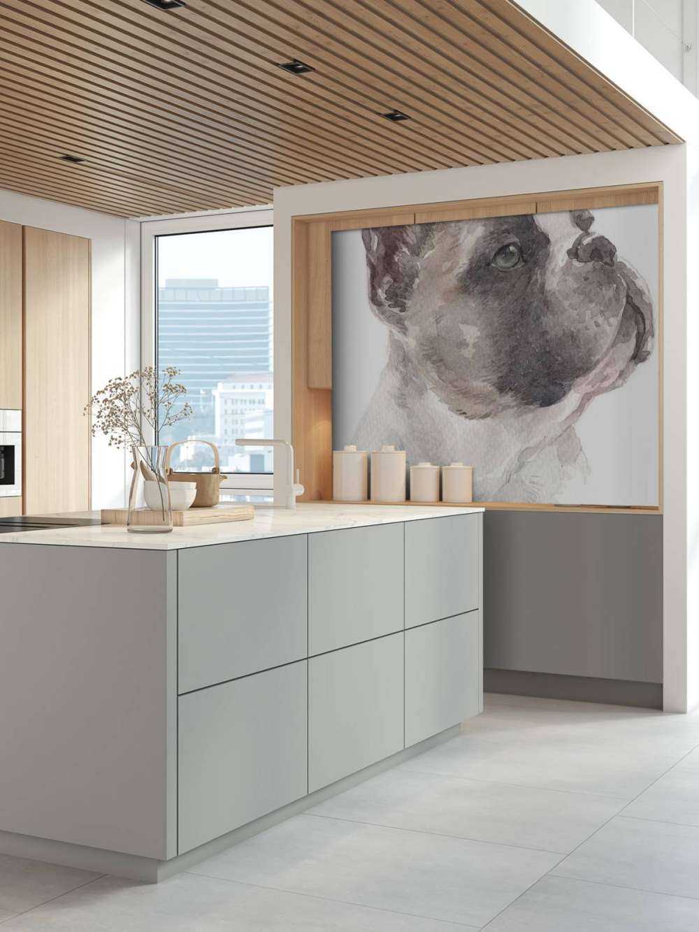 Watercolor French bulldog