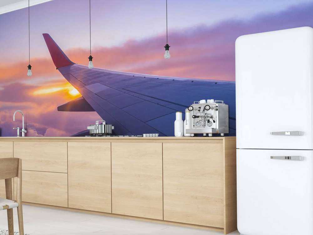 Aircraft wing in the clouds