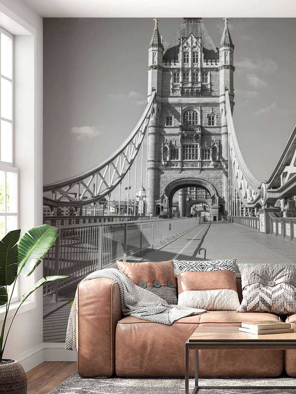 Yellow umbrellas on Tower bridge