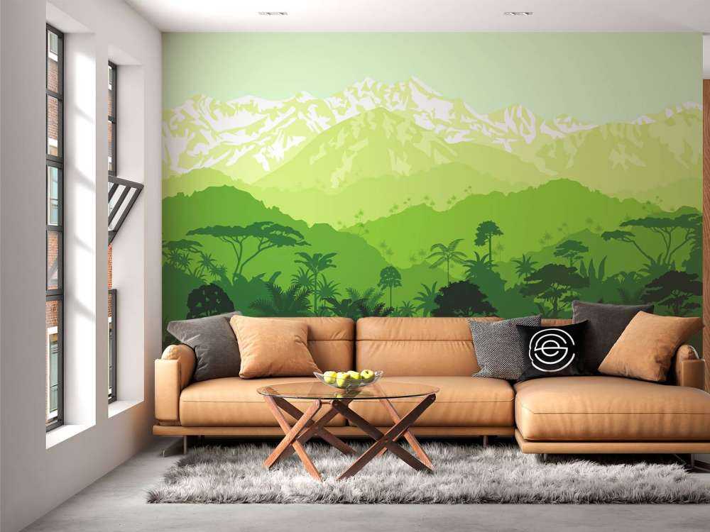 Jungle trees and high mountains