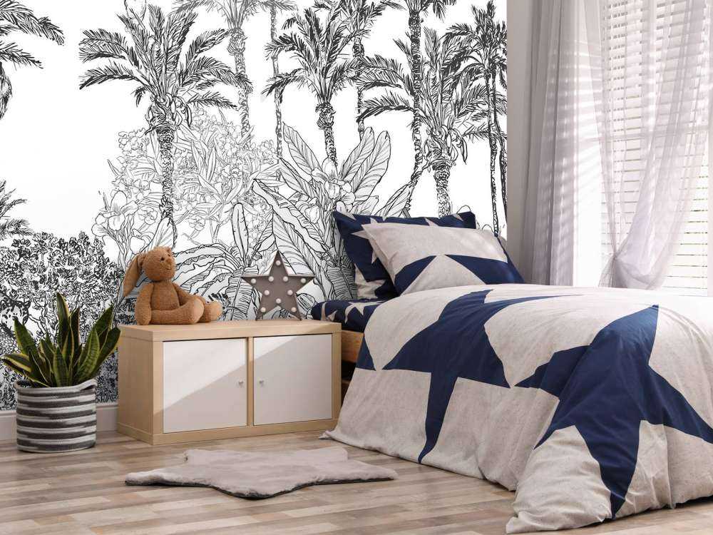 Drawn jungle in black and white