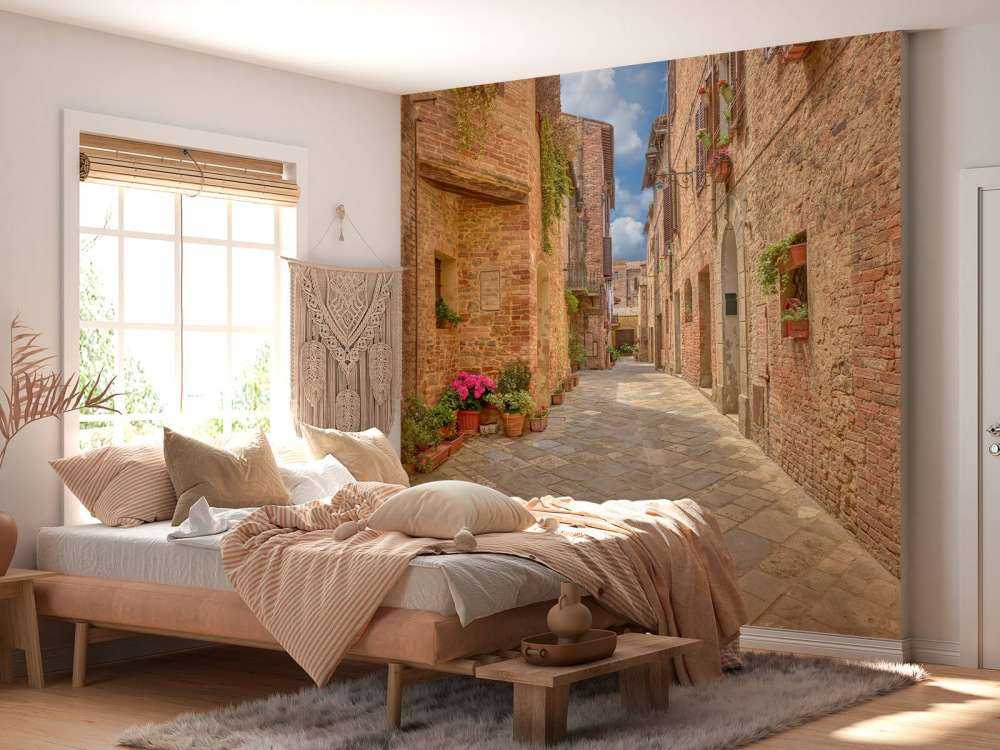 Italian street with plants and flowers