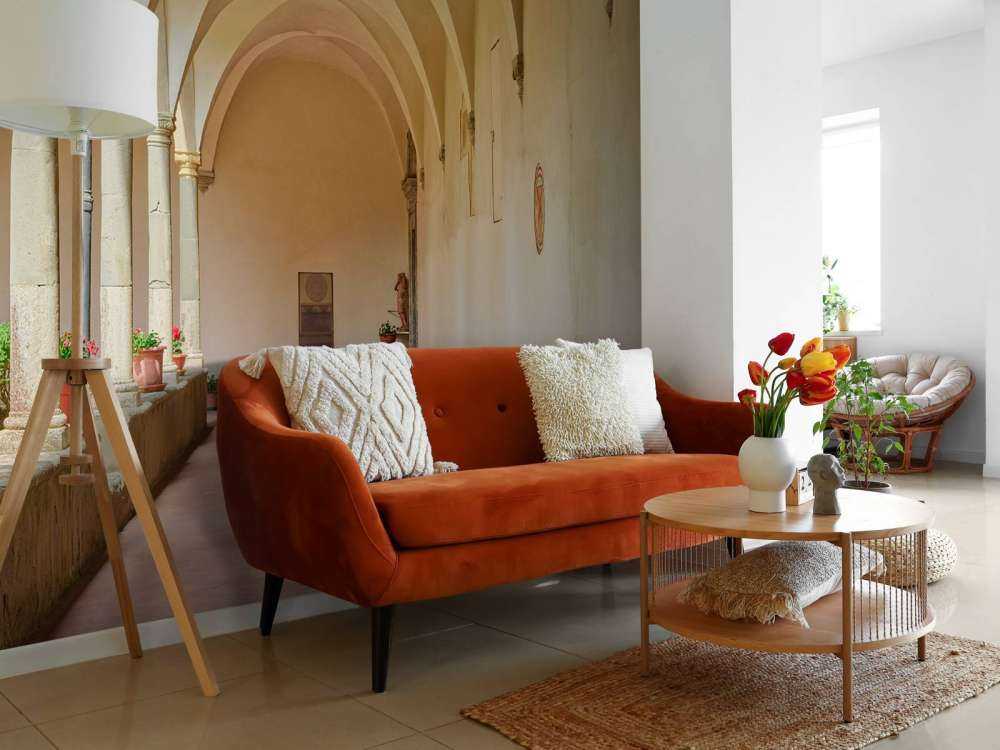Courtyard with arches and plants