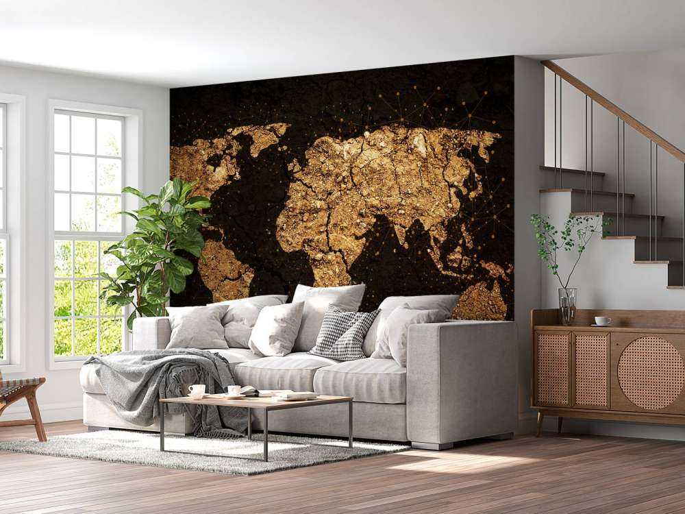 Golden world map