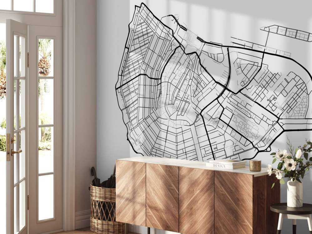 Amsterdam city centre map, white