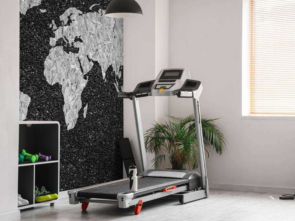 White world map on black background