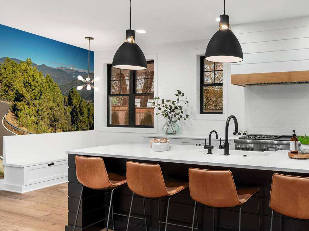 Lime green BMW on mountain road