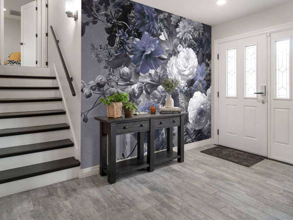 Big bouquet with blue poppies