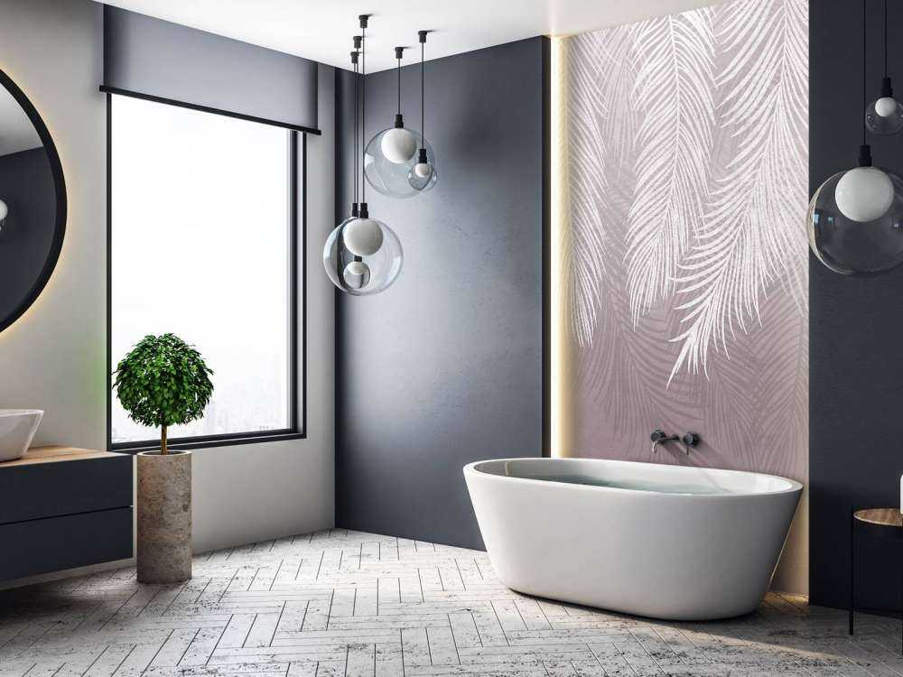 Palm leaves on concrete