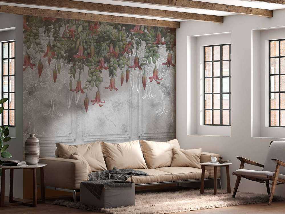 Classic gray paneling with flowers