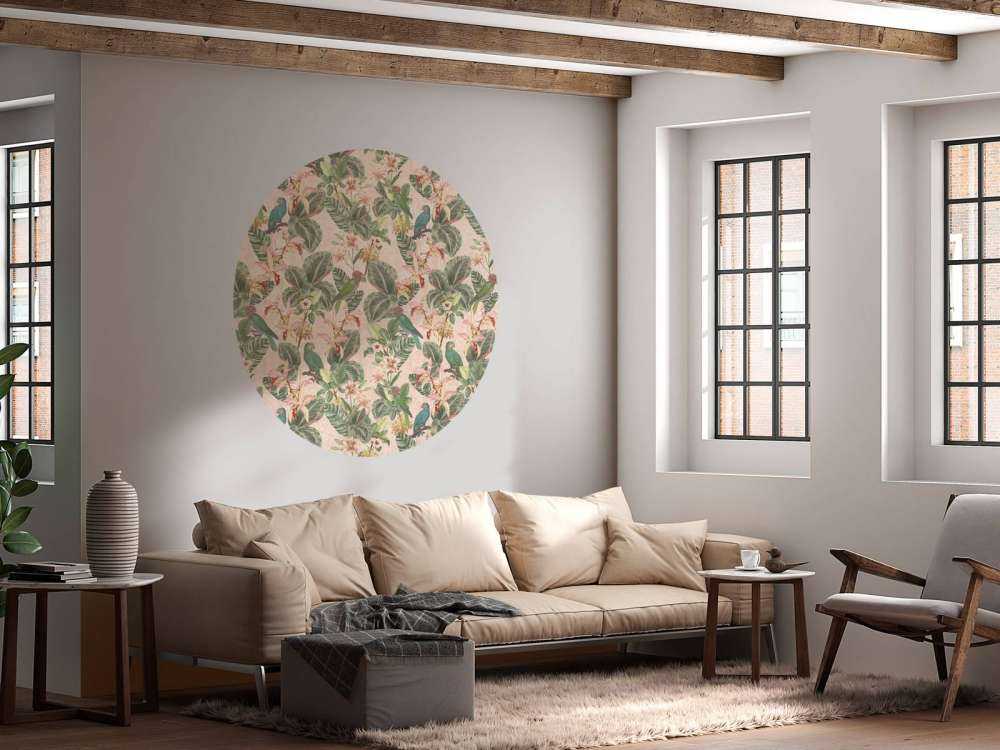 Tropical Jungle birds & parrots - soft pink