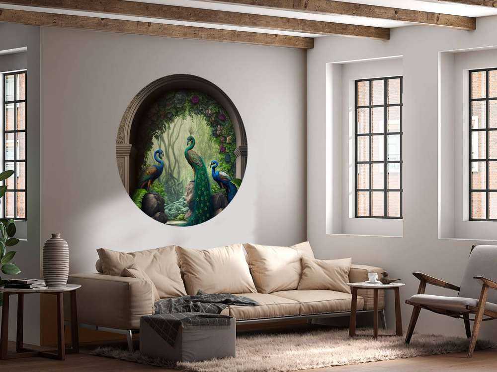 Peacock Trio in Secret Garden