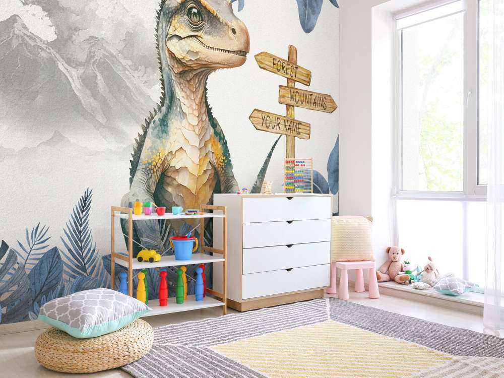 Baby velociraptor in the blue jungle