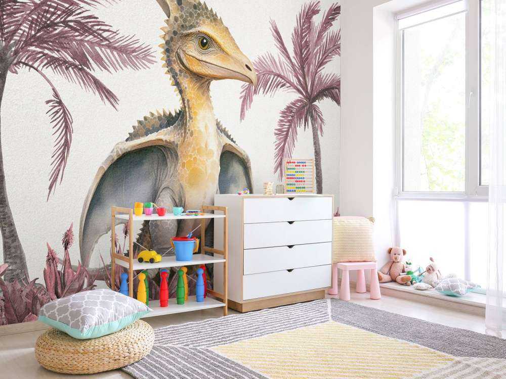 Baby pteranodon in the pink jungle