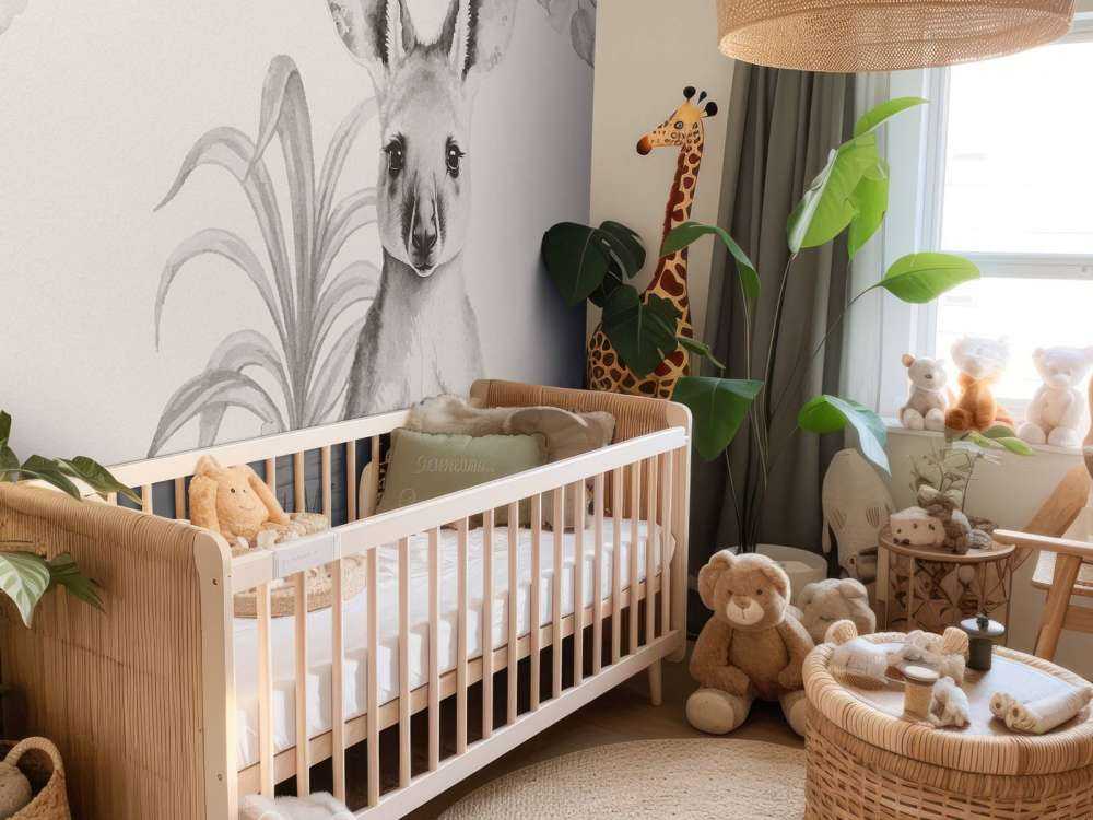 Baby kangaroo in the jungle beige