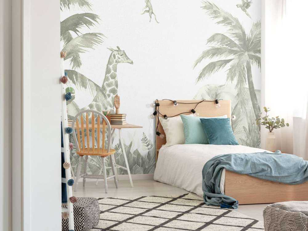 Various jungle animals in green