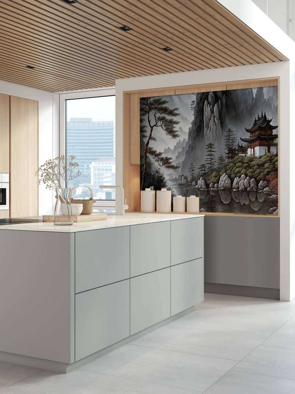 Geïllustreerde bergen landschap