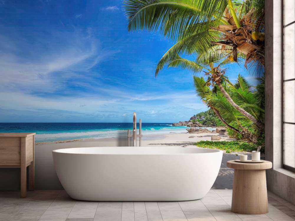 Tropical beach with palm tree