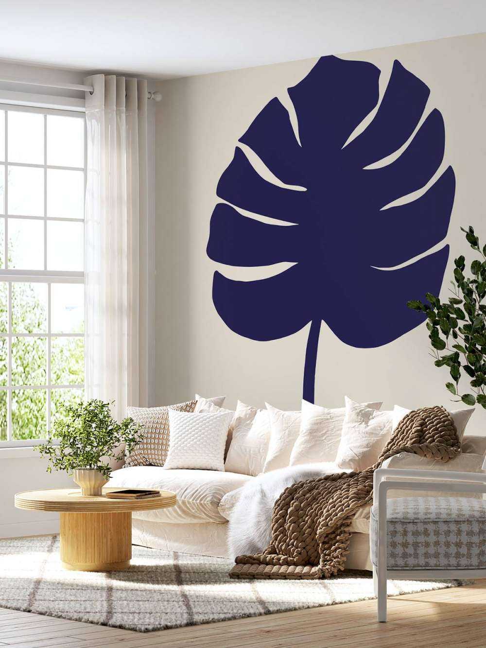 Monstera Leaf Dark Blue