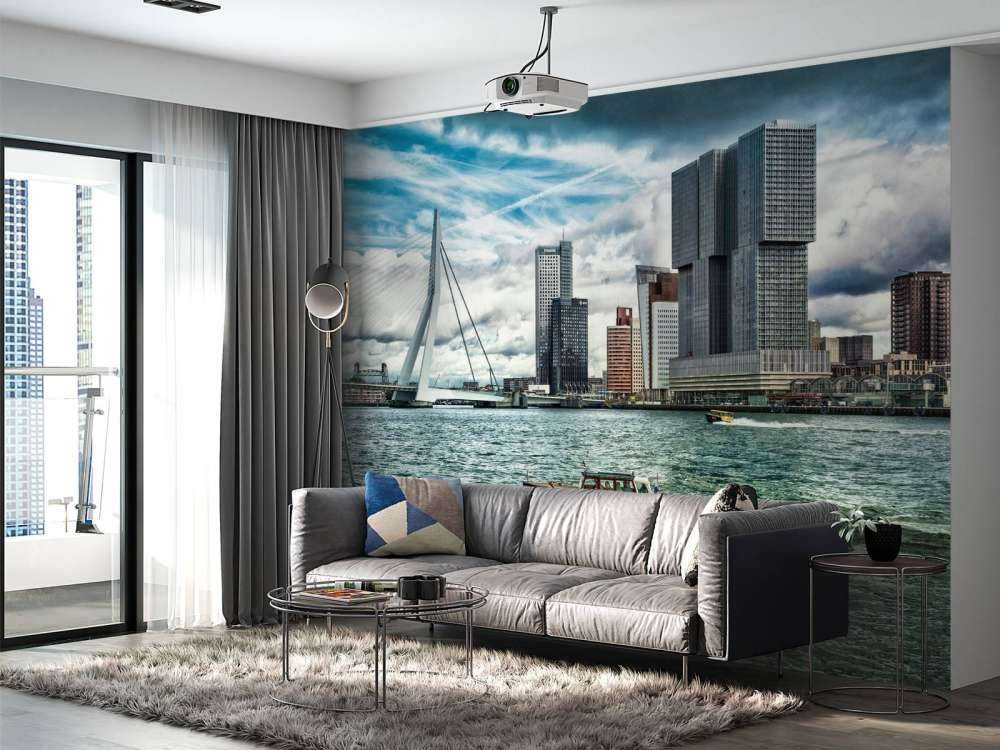 Skyline' Rotterdam with view on the Kop van Zuid in color 