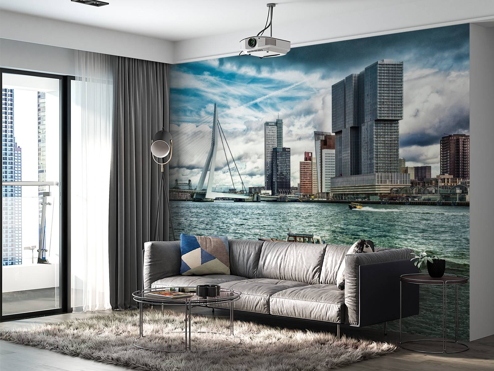Skyline' Rotterdam with view on the Kop van Zuid in color 