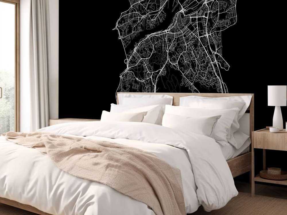 Plattegrond van Gotenburg, zwart