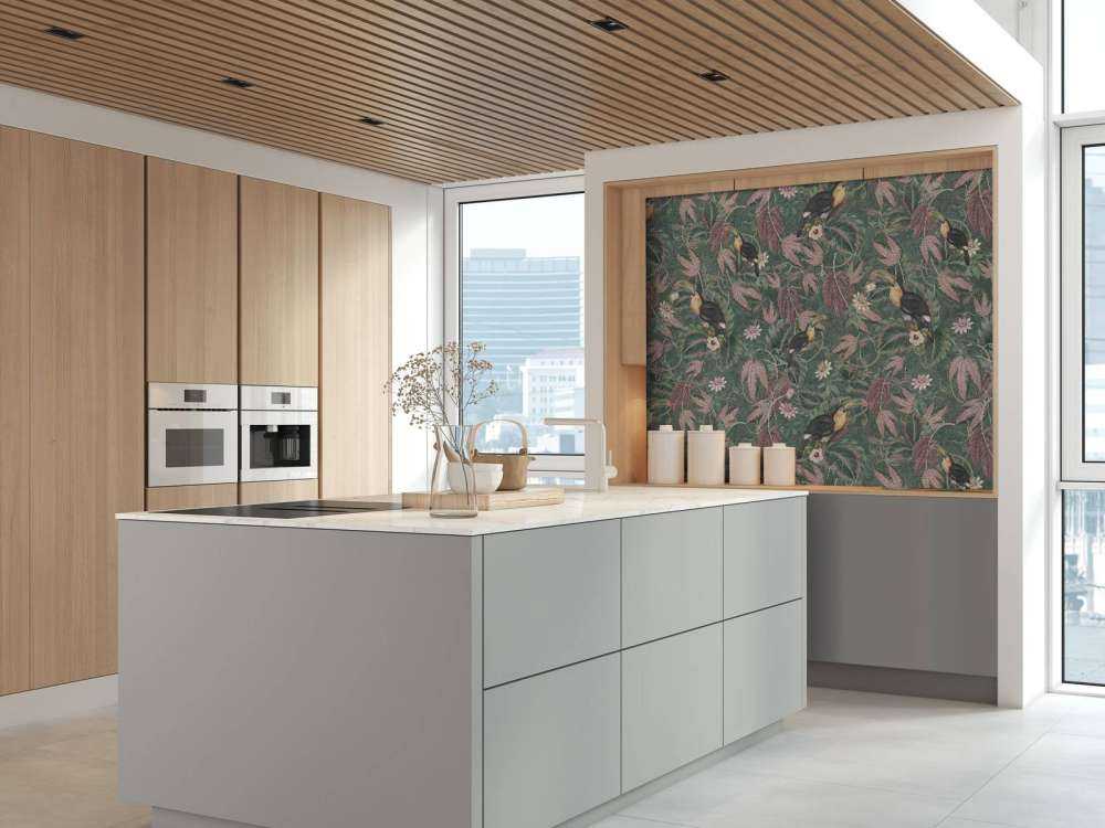 Tropical Jungle birds & toucans - dark green