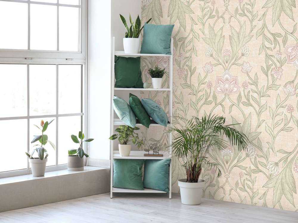 Morris floral damask - peach fuzz