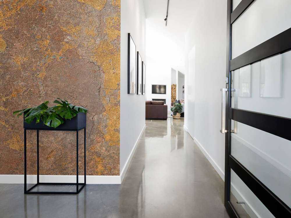 Old wall with yellow stucco